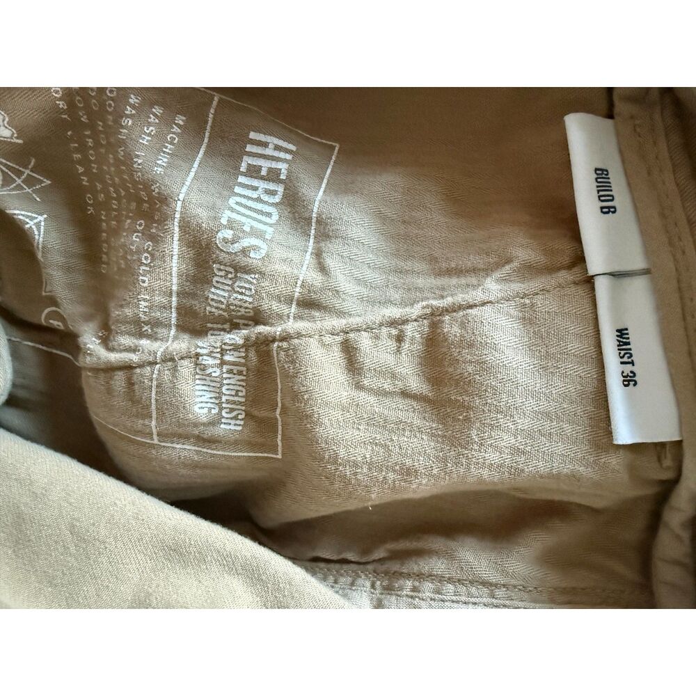 Spoke Mens Chinos 36 Build B Beige Tan Cotton Chino Straight Leg Pants - Picture 5 of 6